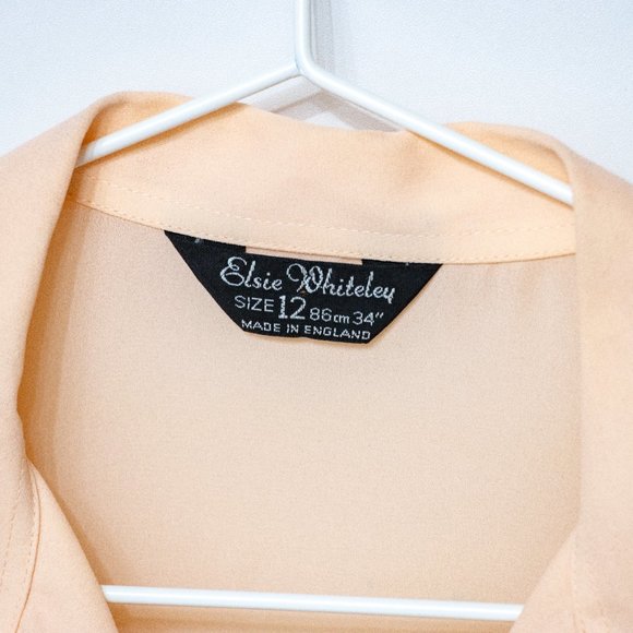 Vintage Ruffle Button Down Dress Shirt | Elise Whitely Women's Peach Size 12 - Picture 3 of 9